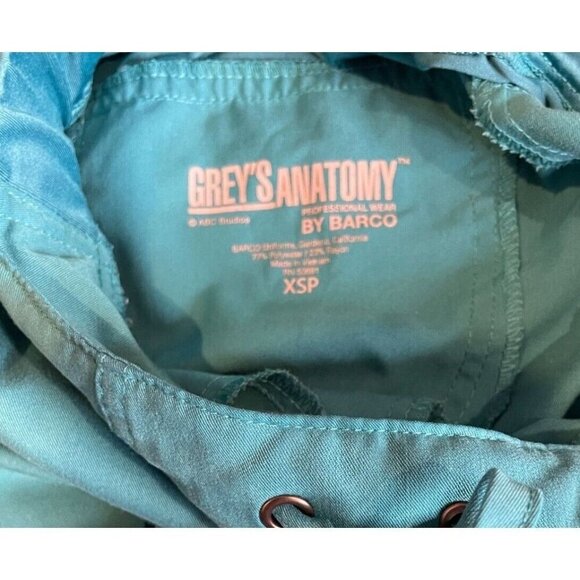 Greys Anatomy Barco Women's Drawstring Scrub Pants XSP Teal Mia 6 Pocket Cargo - Picture 6 of 7